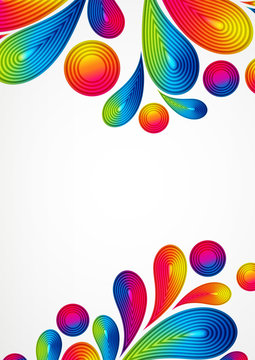 Colorful abstract background with striped drops splash, color design, graphic illustration. A4.