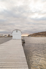 Long Dock with Boathouse at End - 168008544