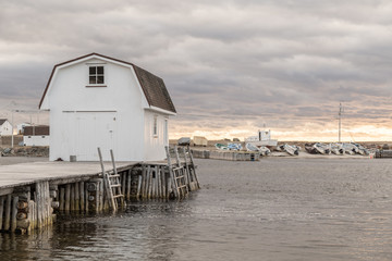 Boathouse on Dock at Sunset - 168008574