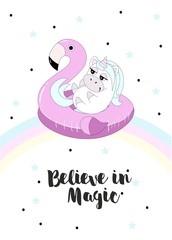 Happy birthday card with cute unicorn icon over white background. colorful design. vector illustration