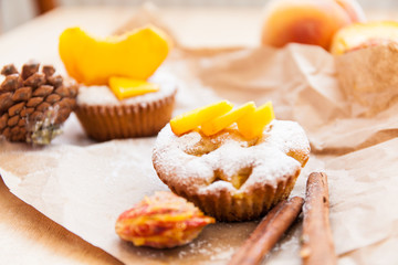 Cupcakes with peach