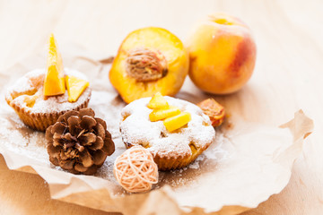 Cupcakes with peach