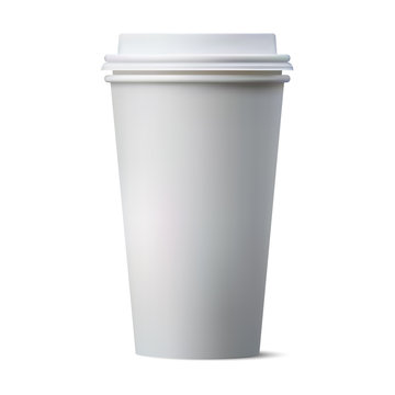 Realistic coffee paper cup with blank space