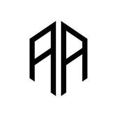 initial letters logo aa black monogram hexagon shape vector
