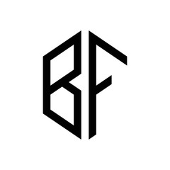 initial letters logo bf black monogram hexagon shape vector