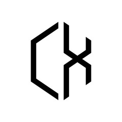 initial letters logo cx black monogram hexagon shape vector