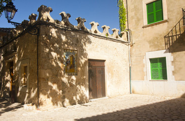 Beautiful building in Valldemossa, famous old mediterranean village of Majorca Spain.