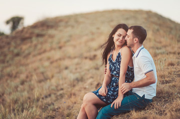 Couple in love for a walk in nature