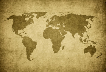 Plakat grunge map of the world.