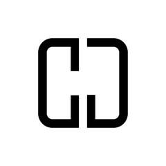initial letters logo cj black monogram square rounded shape vector