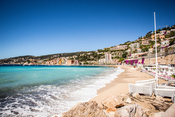 Beach Of Villefranche, Cote D'azur, French Riviera, France - obrazy, fototapety, plakaty