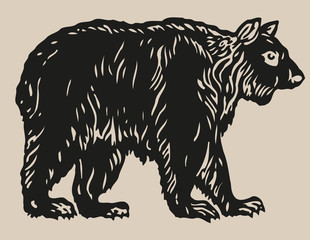 Plakat Big wild bear hand drawn sketch vector illustration