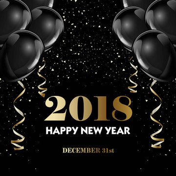 Happy New Year 2018 greeting card or poster template flyer or invitation design.
