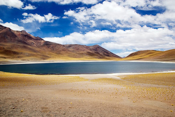 Fototapeta na wymiar Miniques lagoon in the Atacama desert, Chile