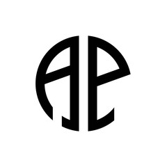 initial letters logo ap black monogram circle round shape vector