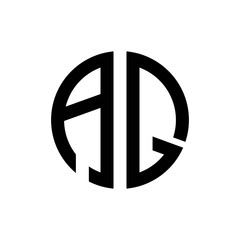 initial letters logo aq black monogram circle round shape vector