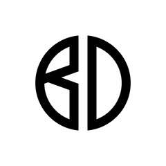 initial letters logo bo black monogram circle round shape vector