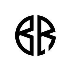 initial letters logo br black monogram circle round shape vector - obrazy, fototapety, plakaty