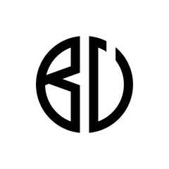 initial letters logo bu black monogram circle round shape vector