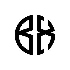 initial letters logo bx black monogram circle round shape vector
