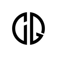 initial letters logo cq black monogram circle round shape vector