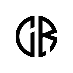 initial letters logo cr black monogram circle round shape vector