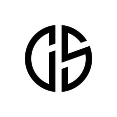 initial letters logo cs black monogram circle round shape vector
