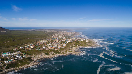 Fototapeta na wymiar Aerial view over Gansbaai in the Overberg in the Western Cape of South Africa