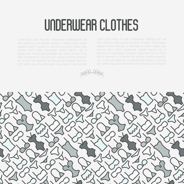Underwear clothes concept with thin line icons of bikini, bra, tankini, pants. Vector illustration for web page, banner, print media.