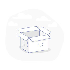 Flat open empty packaging box icon