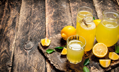 Fresh lemonade made with ripe lemons.