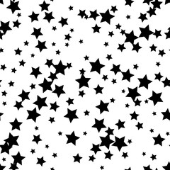Fototapeta na wymiar Abstract black and white seamless pattern with stars. Digital background for design.