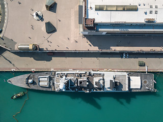 Battleship moored in dock © Andriy Bezuglov