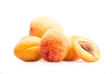 close up view of fresh sweet apricots isolated on white