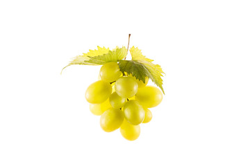 close up view of cluster of fresh grapes isolated on white