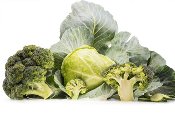 still-life of cabbage and broccoli