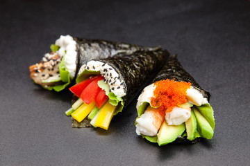 Various sushi temaki