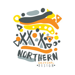 Nothern logo template original design, badge for nothern travel, sport, holiday, adventure colorful hand drawn vector Illustration