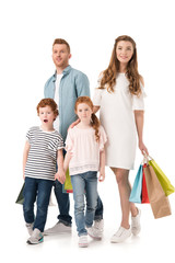 Fototapeta premium happy family with shopping bags