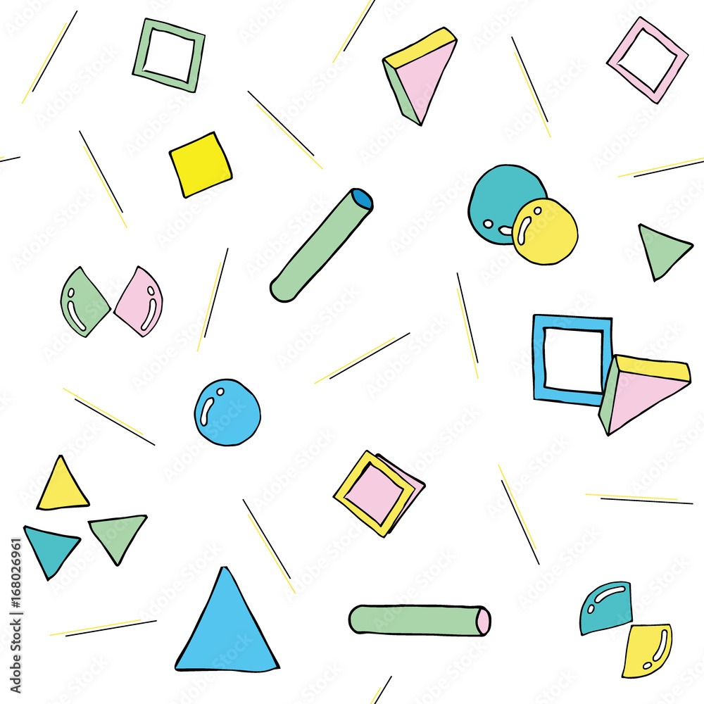 Aufkleber modern abstract design pattern in retro style. seamless texture with geometric shapes. colorful vect