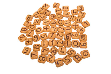 Biscuits with numbers isolated