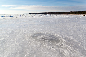 Spring melting ice on Lake Ladoga