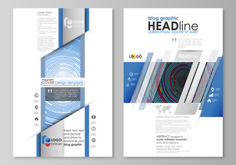 Blog graphic business templates. Page website design template, easy editable abstract vector layout. Blue color background in minimalist style made from colorful circles.