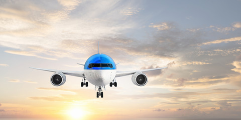 Airliner in sky. Mixed media . Mixed media