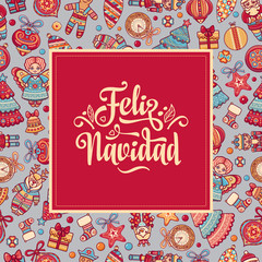 Feliz navidad. Xmas card on Spanish language