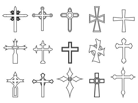 religious cross outline icons
