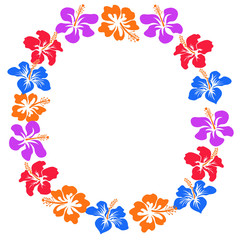 hibiscus flowers circle with copy space
