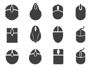 black computer mouse icons set