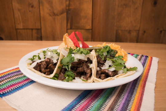 Tacos De Carne Asada Combo Plate