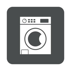 Icono plano lavadora en cuadrado gris